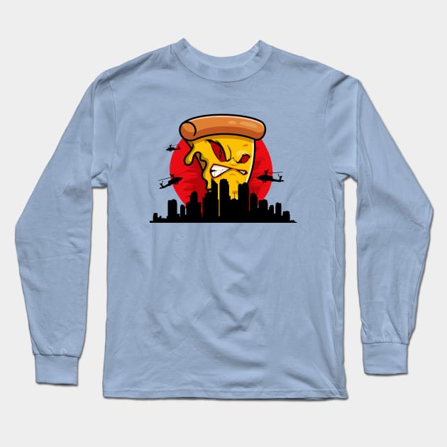 Evil pizza and city Long Sleeve T-Shirt by My Happy-Design